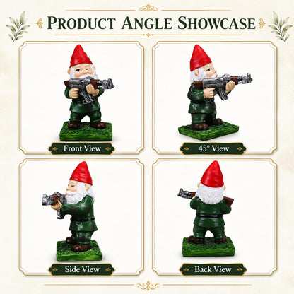 nezababy Military Garden Gnomes with Guns Funny Army Gnomes Outdoor Statues Naughty Desktop Indoor Outdoor Lawn Yard Decorations (F)