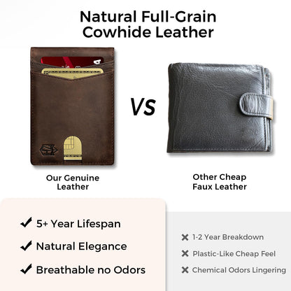 Zitahli Genuine Leather Wallet for Men 12 Card Slim Mens Wallets Bifold RFID Blocking with Money Clip & ID Window Thin Minimalist Card Holder Wallet with Gift Box