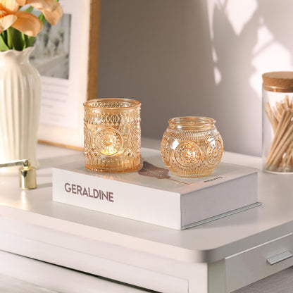 DARJEN Gold Votive Candle Holders- 10Pcs Glass Tealight Candle Holder, Size Upgrade Design for Home Decor, Elegant Candle Holder for Party & Dinner Table Centerpieces, Living Room Decor Gifts