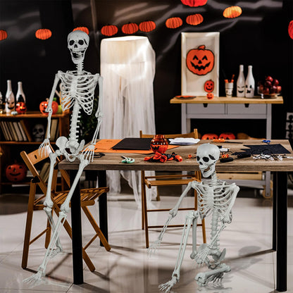 SUNREEK 5.9ft Halloween Full Size Skeleton, Large Human Skeleton Bones with Full Body Posable Joints for Halloween Graveyard Haunted House Spooky Scene Décor (5.9ft)