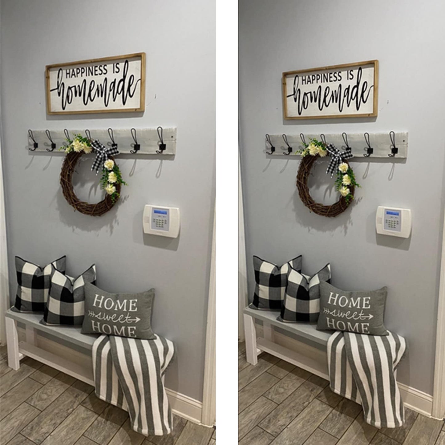 VAKADO Outdoor Farmhouse Buffalo Plaids Throw Pillow Covers 18x18 Set of 2 Black White Decorative Classroom Front Porch Classic Decor Retro Boho Cushion Cases Fall Home Rustic Check for Couch Patio