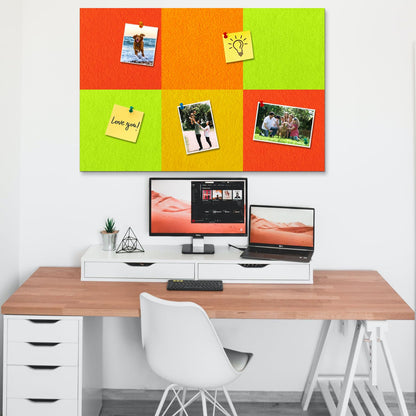 HULAVO Square Felt Cork Bulletin Board Tiles, Self Adhesive DIY Felt Pin Board for Wall 30" x 20" with 35 Pushpins for Office School Home Wall Decor Stickers Memos Photos Display (Gradual Orange)