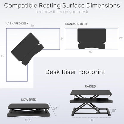 VIVO 32 inch Desk Converter, K Series, Height Adjustable Sit to Stand Riser, Dual Monitor and Laptop Workstation with Wide Keyboard Tray, Dark Walnut Top, Black Frame, DESK-V000KA