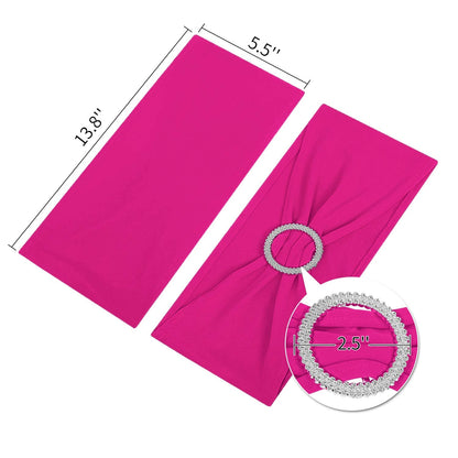Peomeise 50pcs Fuchsia Spandex Chair Sashes with Buckle Slider for Wedding, Party Decoration