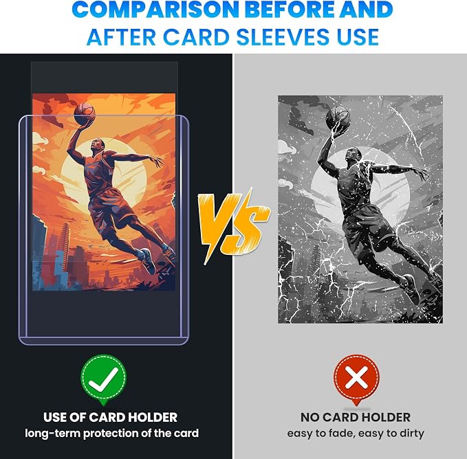 1200 Card Sleeves Top Loaders for Cards, 3" x 4" Hard Plastic Toploaders, Baseball Card Protectors, Trading Card Holder for Football Sports Cards (600 Toploaders + 600 Penny Sleeves)