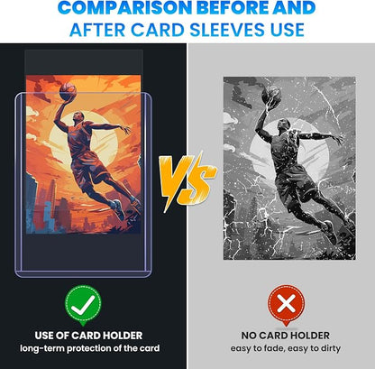 1200 Card Sleeves Top Loaders for Cards, 3" x 4" Hard Plastic Toploaders, Baseball Card Protectors, Trading Card Holder for Football Sports Cards (600 Toploaders + 600 Penny Sleeves)