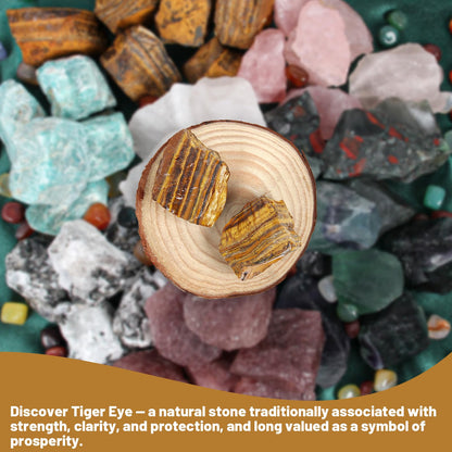 1.1lb Bulk Raw Tiger Eye Stone Rough Crystal-Natural Tiger Eye Raw Stones Crystal for Tumbling, Cabbing, Fountain Rocks, Decoration,Polishing, Wire Wrapping, Wicca & Reiki Crystal Healing