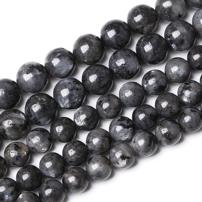 10mm Natural Larvikite Black Labradorite Gemstone Round Loose Beads for Jewelry Making (36-38pcs/strand)