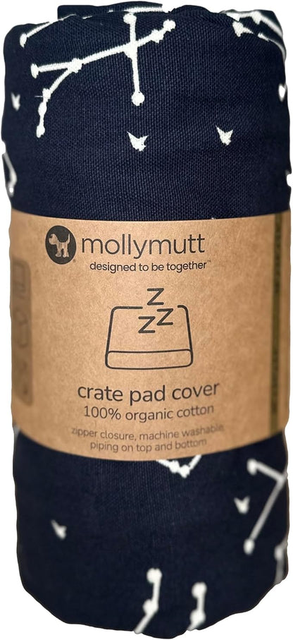Molly Mutt Dog Crate Pad Cover, 100% Cotton Canvas Cover for Dog or Puppy Crate Bed, Durable, Washable, and Free of Harmful Chemicals, Pre-Shrunk, 48"x30"x2.5", Rocketman