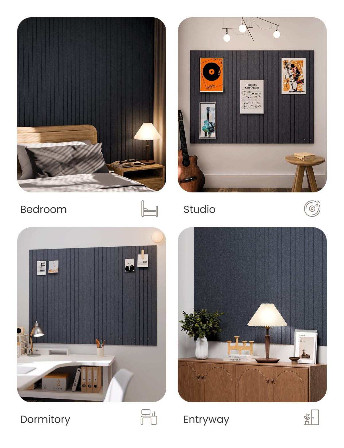 Fluxynara Large Felt Bulletin Board 48" X 36" Cork Board Alternative-12 Pack with 70 Safe Removable Adhesive Tabs, Cork Boards for Walls Cork Board for Home Office Classroom Pin Board -Navy Blue