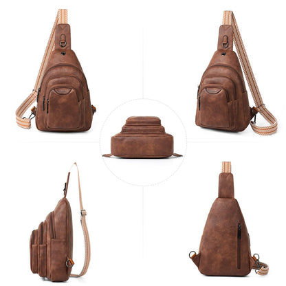 Leresas 10L Crossbody Sling Bag for Women Men Anti Theft Cross Body Fanny Pack Belt Bag Purse Gifts for Women Faux Leather, Brown