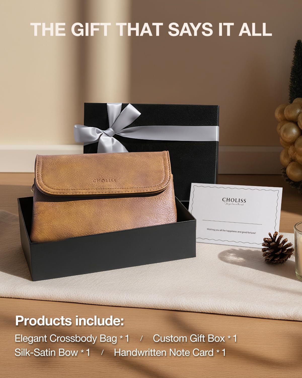 CHOLISS Small Crossbody Bags for Women, Vegan Leather Cell Phone Purse, Mini Travel Purse with Adjustable Strap
