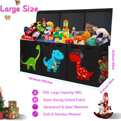Mabahoo Extra Large Toy Box, Collapsible Toy Storage Organizer with Lids, Cute Toy Storage Chest for Kids Boys Girls, 40" x 16" x 16" Bin Box for Living Room, Playroom, Bedroom, Nursery