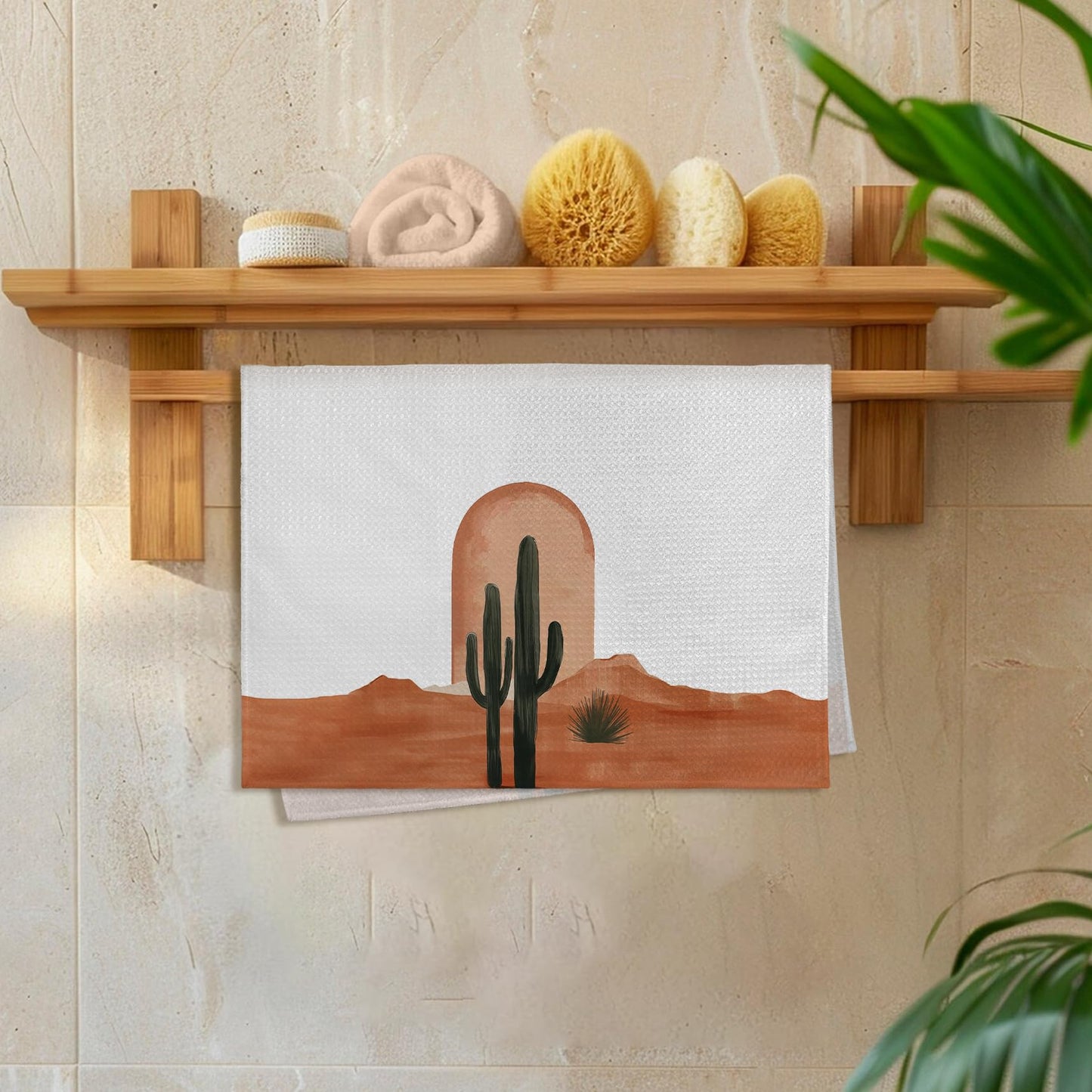 GWFSJYU Boho Southwest Cactus Kitchen Towels Set of 2, Vinatge Western Dish Tea Towels for Kitchen, Southwestern Boho Sun Decorative Hand Towel for Bathroom, Western Bathroom Decor, 16x24 Inch