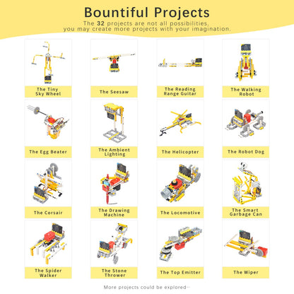 ELECFREAKS microbit 32 in 1 Wonder Sensor Kit, Makecode Programmable Learning Kit with Building Bricks/Sensors/Wukong Expansion Board(Without Micro:bit)