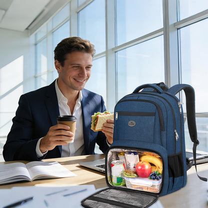 MATEIN Backpack Lunch Box, Water Resistant Mens Lunch Backpack for Work with 18 Inch Laptop Compartment, TSA Flight Approved Travel Bookbag with Luggage Strap, Extra Large Insulated Cooler Bag