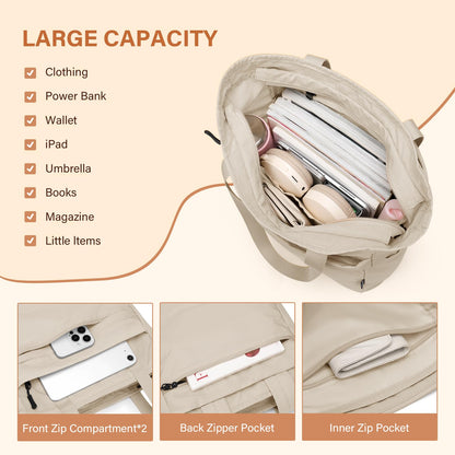GOLF SUPAGS Foldaway Convertible Tote Backpack Lightweight Nylon Daypack for Women Men City Pack Versatile Backpack for Leisure Travel, Apricot