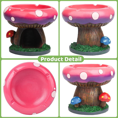 BESUPERT Premium Mushroom Decor Statue Jewelry Tray Candy Dish, Cute Fun Aesthetic Decorative Ornament for Home Bedroom Living Room Office Table Use, Unique Christmas Birthday Gift (Large Pink)