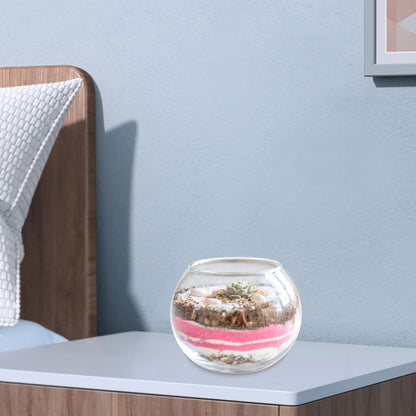 PRETYZOOM Glass Flower Vase and Fish Bowl 15cm Round Hydroponic Planter for Home Decor, Wedding Centerpiece, Terrarium Container for Desktop Plants