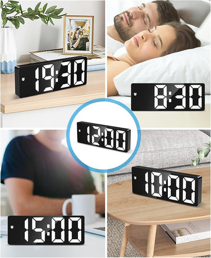 AMIR Digital Alarm Clock, LED Clock for Bedroom, Electronic Desk Clock with Type-C Port Adjustable Brightness DST Snooze 12/24H Display for Home Office