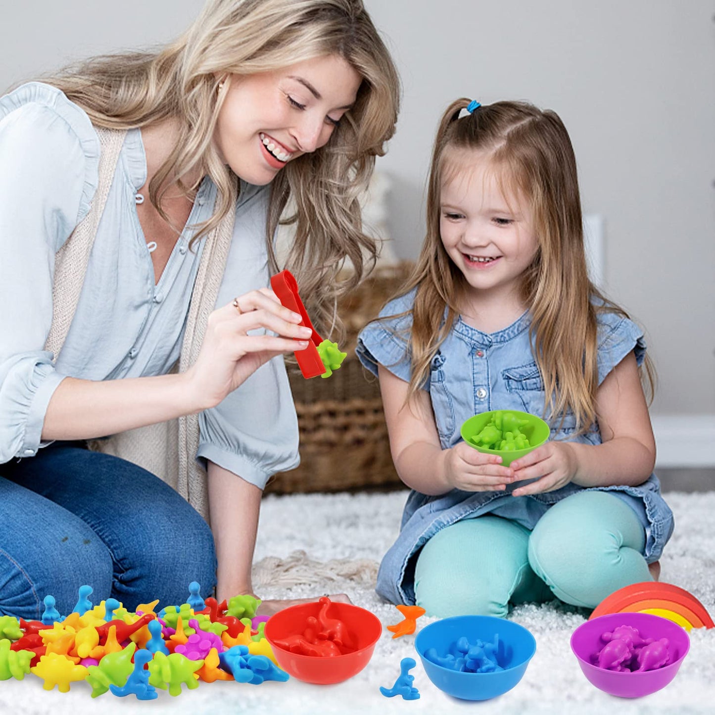 TSYAN Counting Toys Matching Game for Kids with Sorting Bowls Sensory Toys