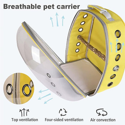 Bird Carrier Backpack with Wood Perch, Transparent Bird Travel Cage, Portable Pet Carrier Backpack, Breathable Hangbag for Vet Transport Camping Hiking (Grey)