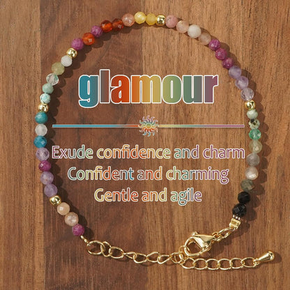 Opalencian 7 Chakra Crystal 4mm Beaded Bracelets for Women,Dainty Adjustable Natural Stone Bead Spiritual Friendship Bracelet Spiritual Anxiety Relief Fashion Charm Jewelry Gifts