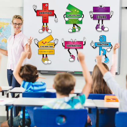 Pasimy 10 Pcs Math Posters Math Symbol Posters Educational Learning Poster Math Signs with 80 Adhesive Glue Points Classroom Supplies for Teachers (Pasimy-Bulletin-45)