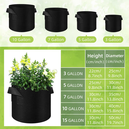 Cskunxia 40-Pack 3 Gallons Grow Bags, Non-Woven Fabric Pots Plant Bags, Plant Grow Bags with Handles, Garden Plant Bags for Potatoes, Carrots, Tomatoes and Other Vegetable,Fruits