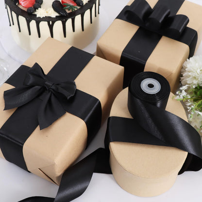 TONIFUL 1-1/2 Inch (40mm) x 100 Yards Black Wide Satin Ribbon Solid Fabric Ribbon for Gift Wrapping Chair Sash Valentine's Day Wedding Birthday Party Decoration Halloween Craft Sewing