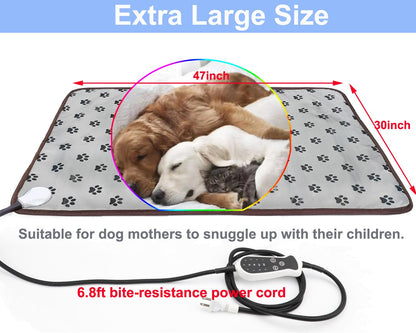 Pet Heating pad Outdoor Small Dog cat Heating pad Heated ped beds for Outside Dogs House Heater Electric Warming pad for Puppies with Timer,Chew Resistant Cord,Easy Clean,Waterproof