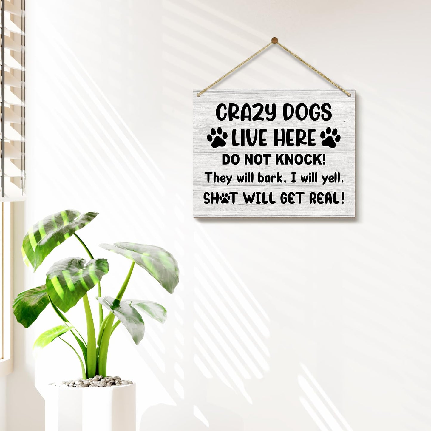 No Knocking Door Sign, Housewarming Gifts For Women Men Friend Coworker, Beware Of Dog Sign Dont Ring Doorbell Sign Do Not Disturb Sign Wooden Sign Wall Decor Wall Sign Hanging Sign -18