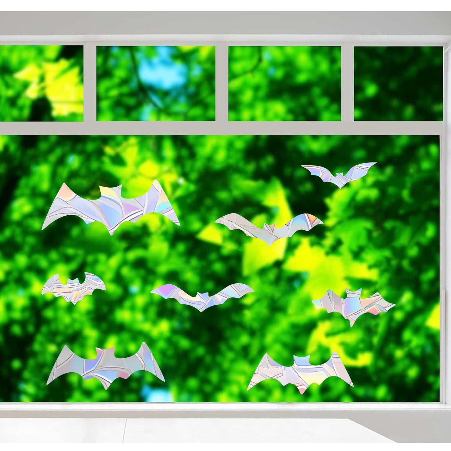 Shawula 45PCS Bat Window Clings - Anti-Collision Decals to Save Birds From Collisions, Non-Adhesive Prismatic Vinyl Clings (Bat)
