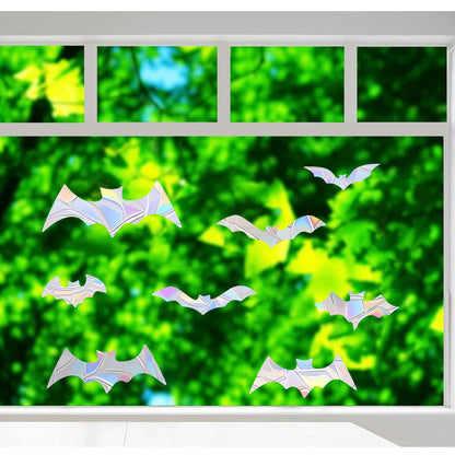 Shawula 45PCS Bat Window Clings - Anti-Collision Decals to Save Birds From Collisions, Non-Adhesive Prismatic Vinyl Clings (Bat)