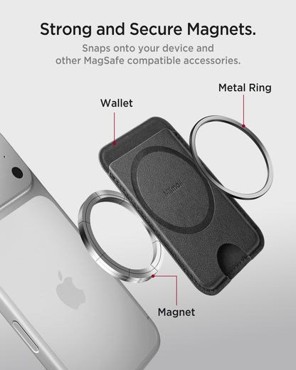 Miimall for MagSafe Wallet Leather, [RFID Blocking] 3-Card Holder for iPhone 17/16/15/14/13/12 Pro Max Plus Air, Google Pixel 10 Series, Double Sided Ultra Thin Slim Strong Magnetic Phone Wallet Black