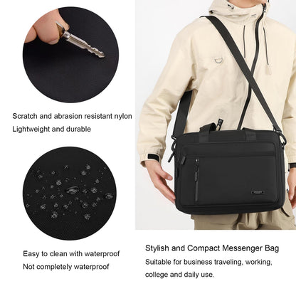 natyrlpog Laptop Bag 14 Inch Briefcase for Men Women Waterproof Nylon Lightweight, Shoulder Messenger Handbag for Business Office Work Travel College Black