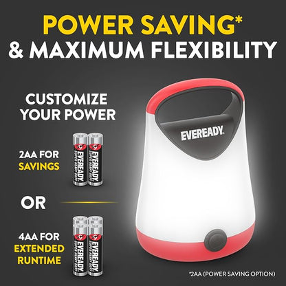 Eveready LED Camping Lantern X-250, Bright Tent Lights, Rugged Water Resistant LED Lanterns, 100 Hour Run-time, Red and Black