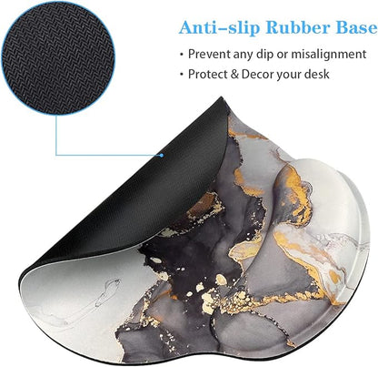 WAVEYU Gray Gold Black Marble Mouse Pad, Cool Mouse Mat for Men Women Non-Slip Rubber Base Mousepad for Desk Laptop Gaming Working Computers Easy Typing & Pain Relief