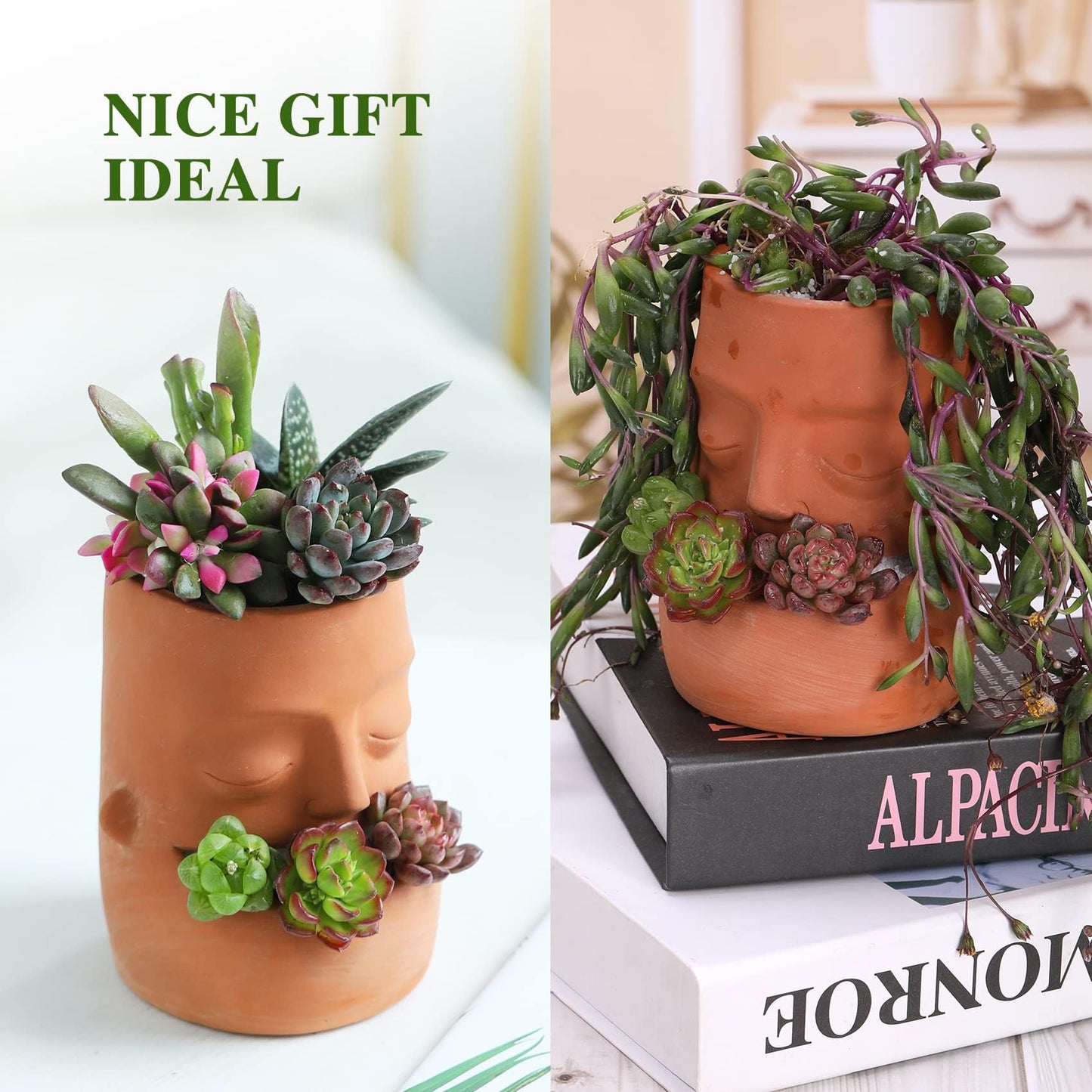 Maveite Terra Cotta Face Succulent Pots Planter Clay Pot Pretty Tribe Face Planter Holder Indoor Flower Pot Crafts Breathing Terracotta Planter DIY Decorative Beautiful Home Housewarming Gift