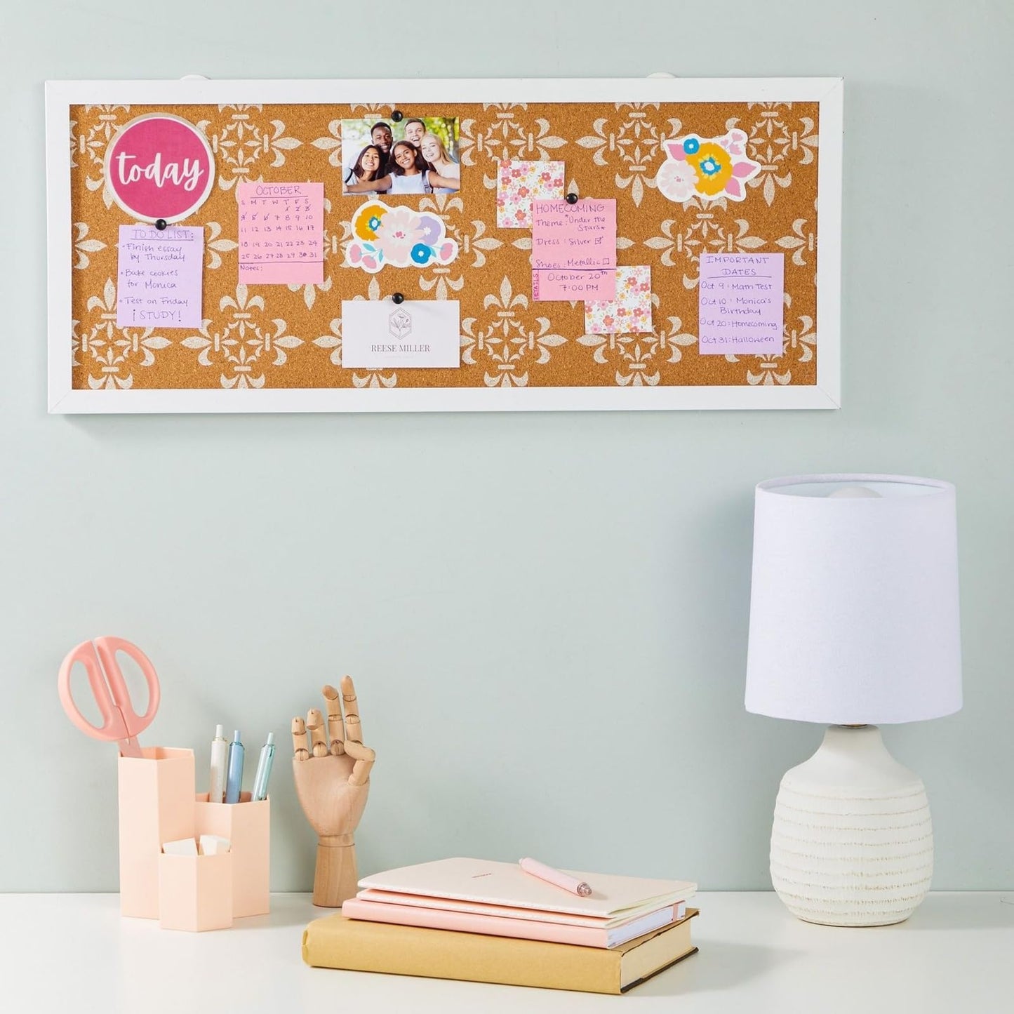 Juvale Decorative Cork Bulletin Boards for Walls (10 x 24 in) - White Frame Pin Board for Office, Bedroom & Room Decor