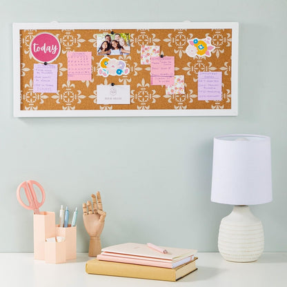 Juvale Decorative Cork Bulletin Boards for Walls (10 x 24 in) - White Frame Pin Board for Office, Bedroom & Room Decor