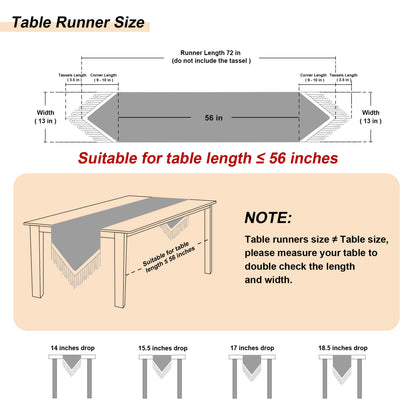Loom and Mill Luxury Chenille Table Runner 72 Inches Long, Black Damask Jacquard Table Runners with Multi-Tassels for Halloween Dining Room Dresser Party Holiday Banquet Decorations(Black,13*72 inch)