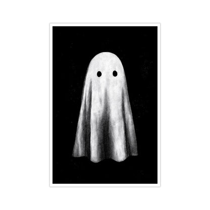 Halloween Canvas Wall Art Ghost Poster Black and White Print Gothic Dark Academia Wall Decor Halloween Decor Retro Spooky Aesthetic16x24in Unframed