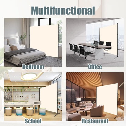 Room Divider Folding Privacy Screens with Wheels, 6FT Tall Divider for Room Separation, Movable Room Partitons and Dividers, Indoor Room Dividers Panel with Fabric (Beige, 1 Panel-71‘’-Standard)