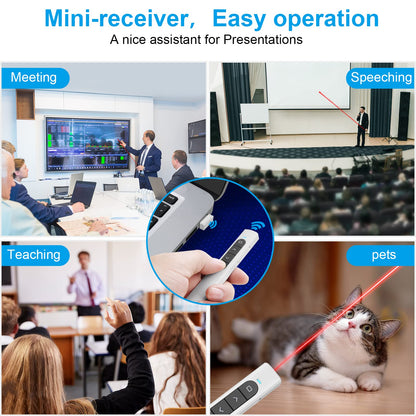 Presentation Clicker Wireless Presenter Remote with Hyperlink & Volume Remote Clicker for PowerPoint Office Classroom Presentation Remote Control Pointer Slide Advancer (Battery Included)