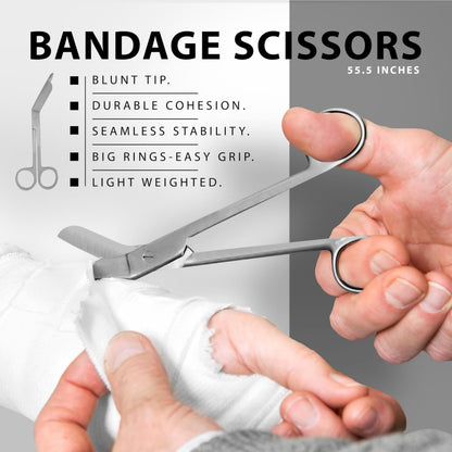 DEXSUR 7pc Diagnostic Percussion Set - Comprehensive Kit for Accurate Reflex Testing and Examinations, Includes Tuning Fork, Hammers, Pinwheel, Pupil Gauge Penlight, and EMT Scissors