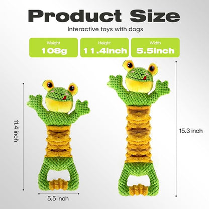 Sedioso Dog Tug Toy, Durable Dog Toy for Large Breed, Tug of War Dog Squeaky Toys, Stuffed Plush Dog Toy with Crinkle Paper for Small, Middle, and Big Dogs(Frog)