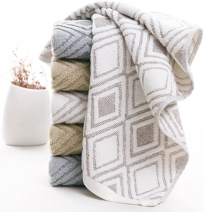 Pidada Hand Towels Set of 2 Diamond Pattern 100% Cotton Absorbent Soft