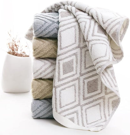 Pidada Bath Hand Towel Set of 3 Diamond Pattern 100% Cotton Absorbent Soft