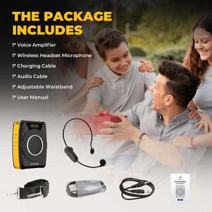 Voice Amplifier with Wireless Microphone Headset – Waterproof Portable Speaker Microphone with TWS Stereo, SOS, Recording – Rechargeable Bluetooth 5.0 PA System for Teachers, Coaches, Tour Guides